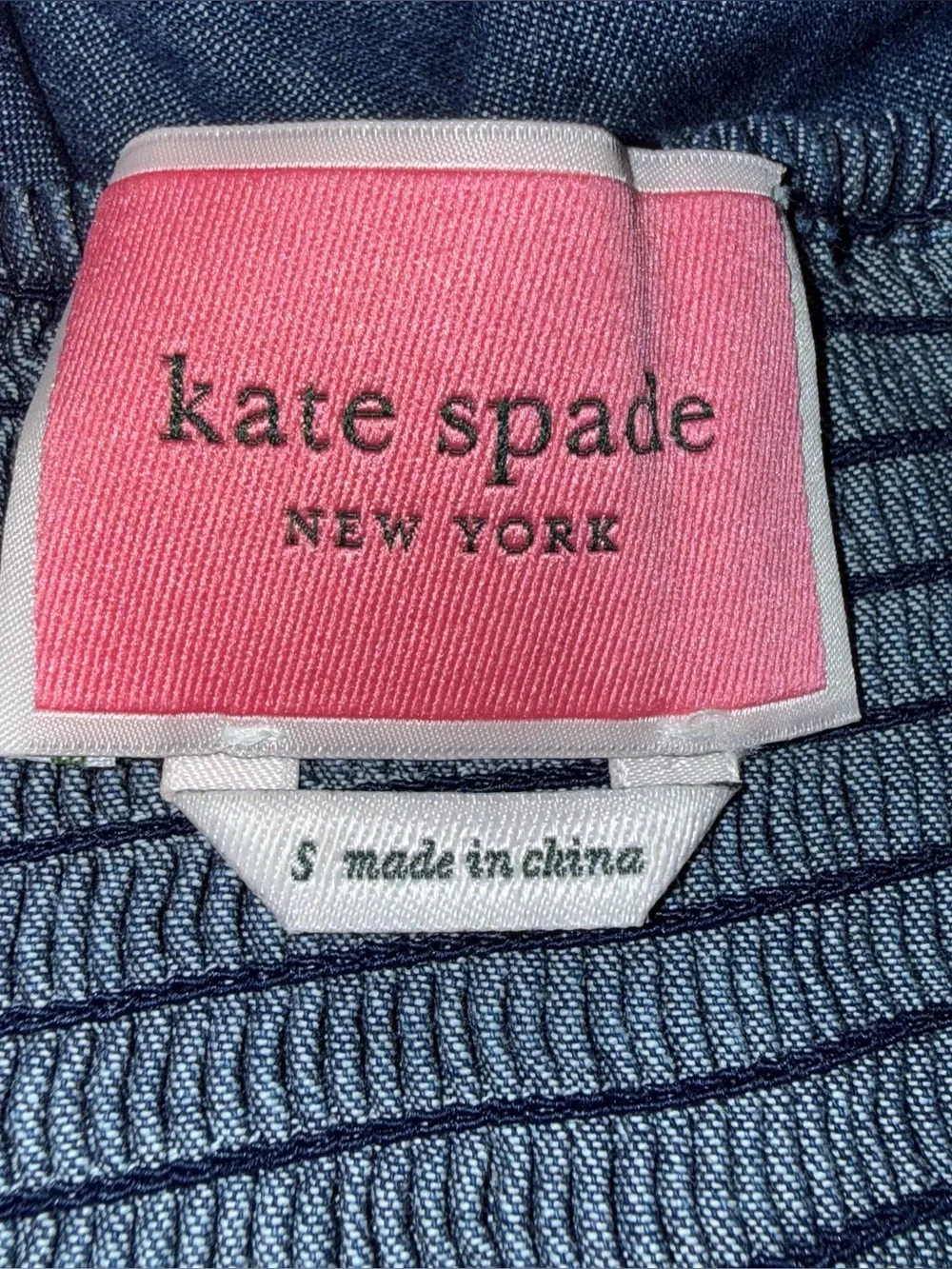 Kate Spade Chambray Al Fresco Blue Cotton Square Neck Midi Dress Size Small